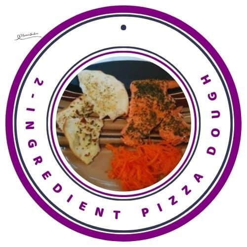 an image of 2-Ingredient Pizza Dough with salmon and grated carrots on a brown plate