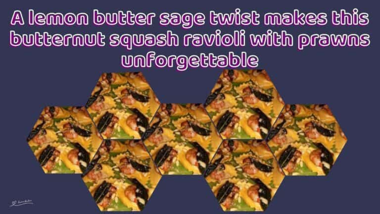 an image of butternut squash ravioli with prawns