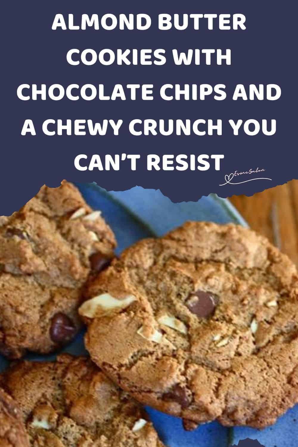 an image of a blue serving plate with Almond Butter Cookies