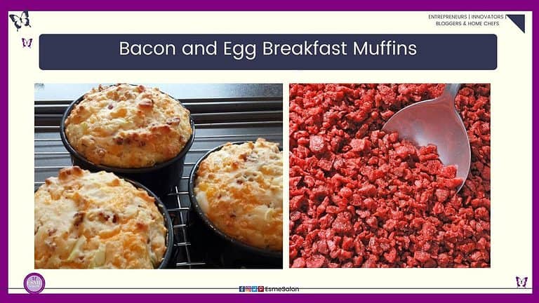 an image of 3 single serving Bacon and Egg Breakfast Muffins in springform tins