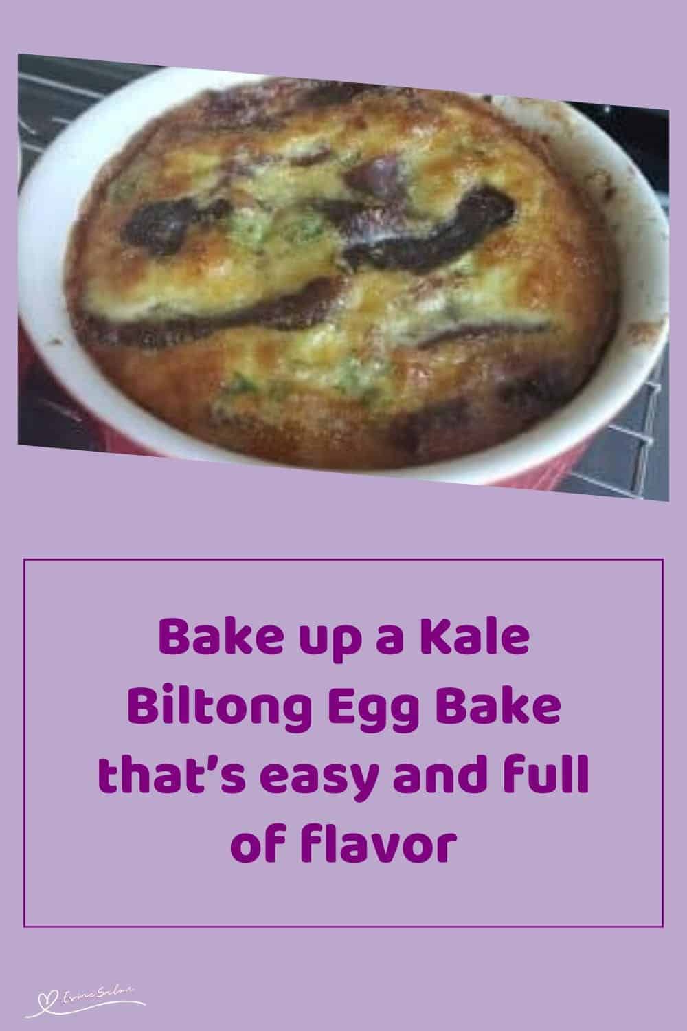 an image of a Kale Biltong Egg Bake in a red ramekin dish