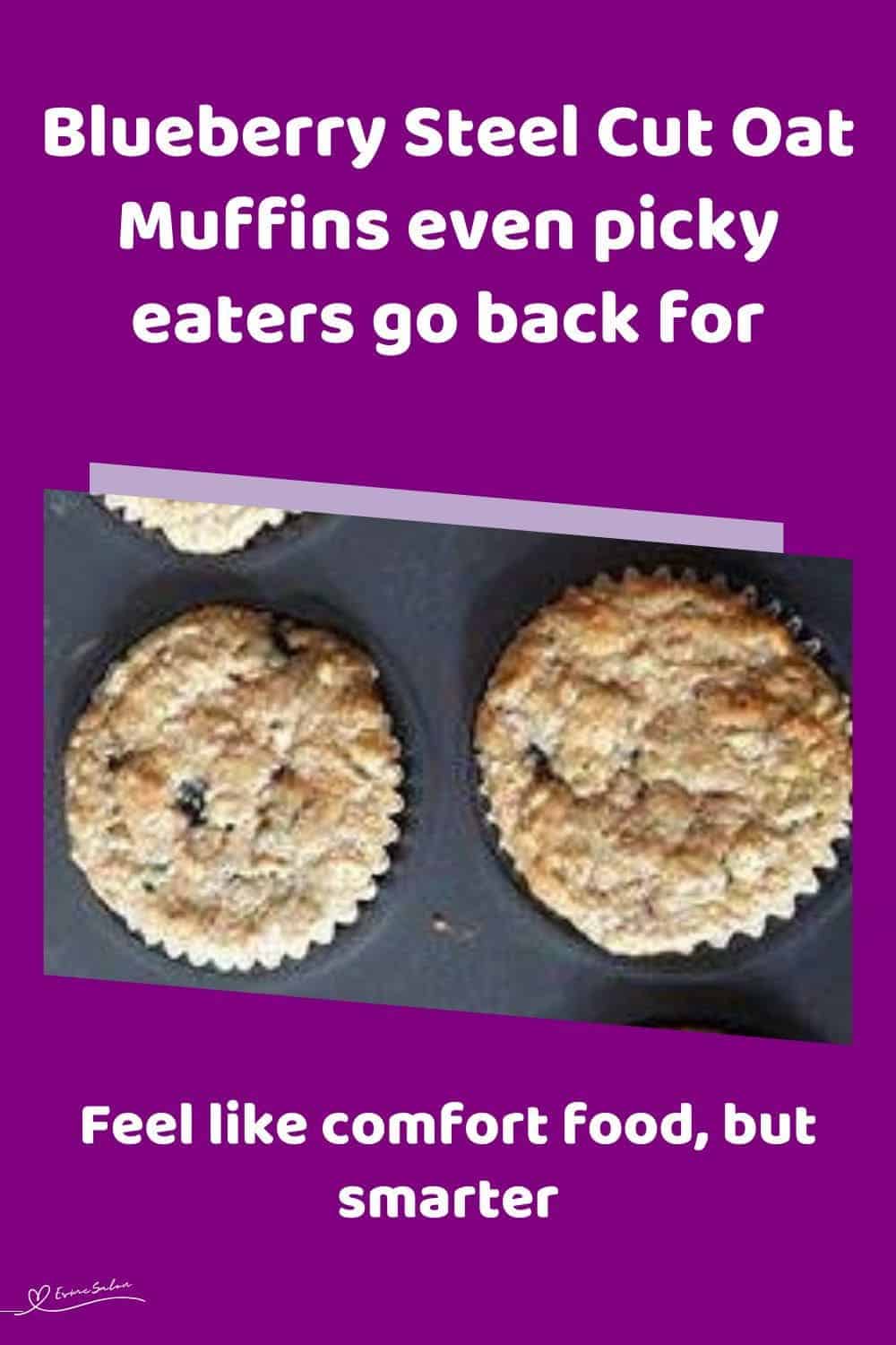 an image of Blueberry Steel Cut Oat Muffins in paper cupcake holders