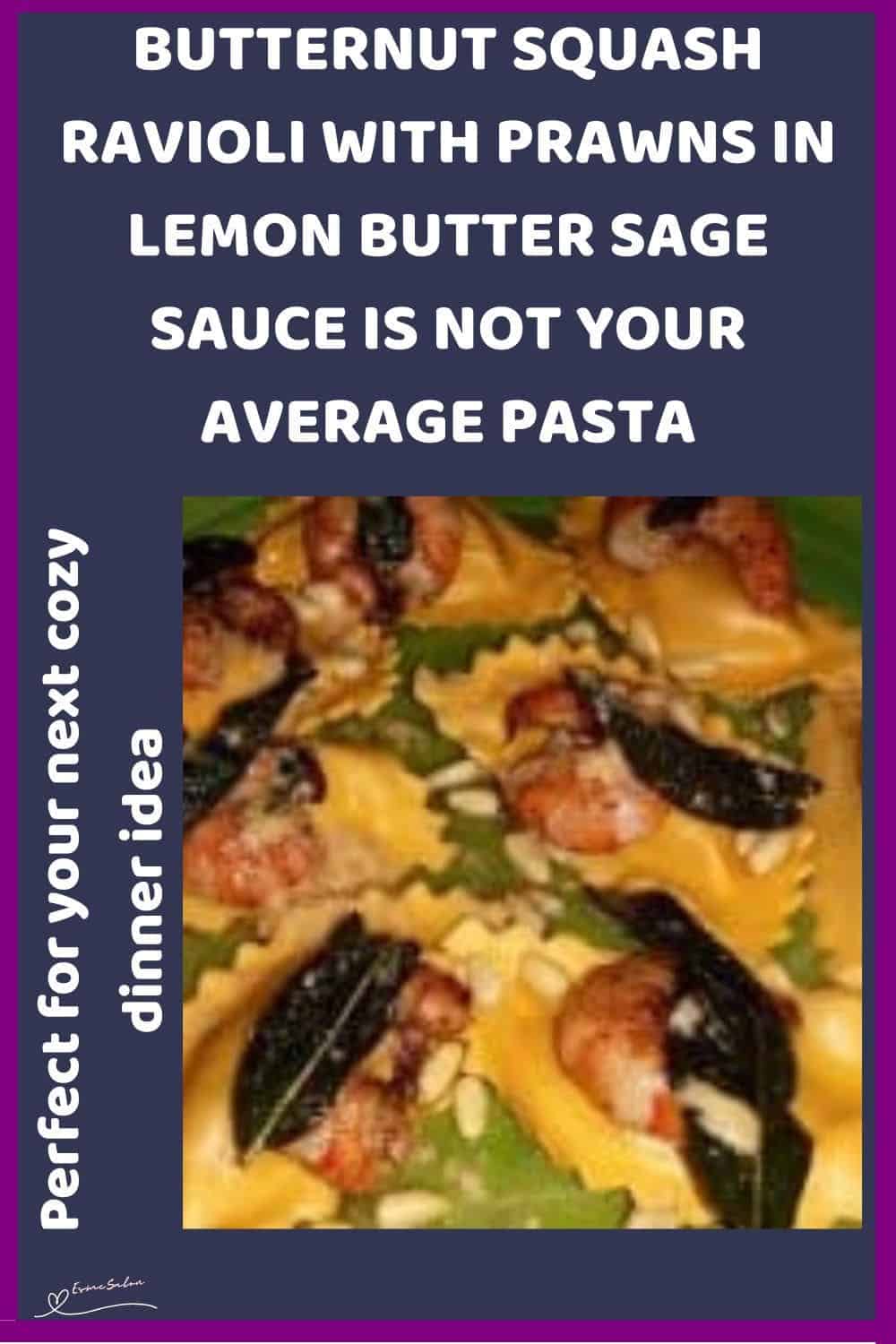 an image of butternut squash ravioli with prawns