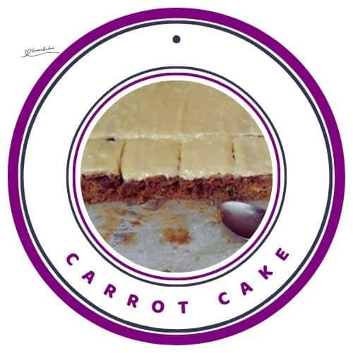 an image of cubes of Carrot Cake in a pan