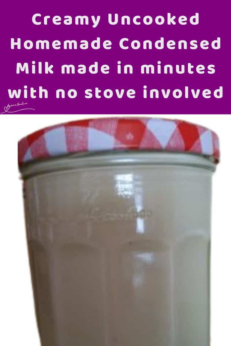 an image of a bottle of Uncooked Homemade Condensed Milk