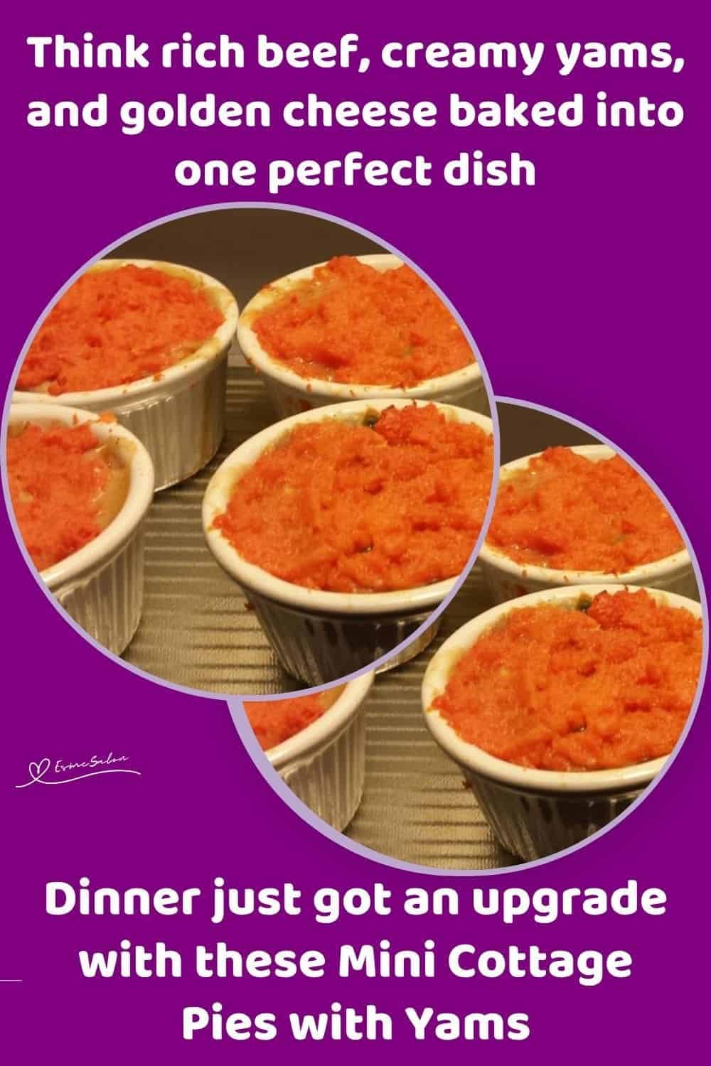 an image of ramekins with Mini Cottage Pies with Yams