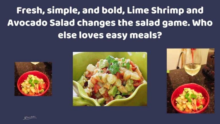 an image of a salad bowl filled with Lime Shrimp and Avocado Salad