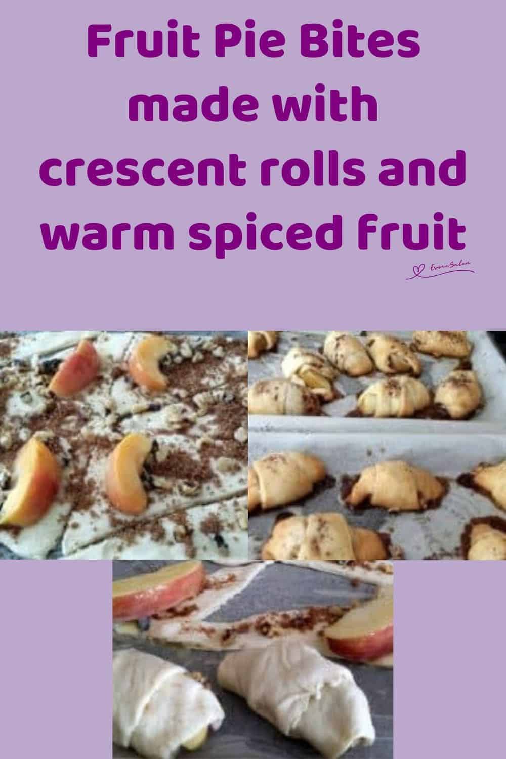 an image of Fruit Pie Bites with peach and apple slices wrapped in Pillsbury Original crescent rolls