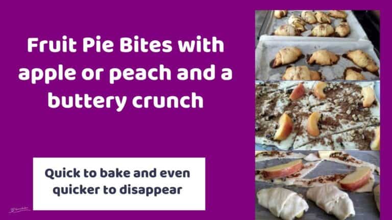 an image of Fruit Pie Bites with peach and apple slices wrapped in Pillsbury Original crescent rolls