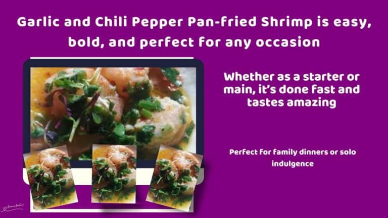 an image of Garlic and Chili Pepper Pan-fried Shrimp served