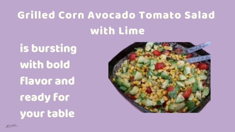 an image of Grilled Corn Avocado Tomato Salad with Lime in a pottery salad bowl