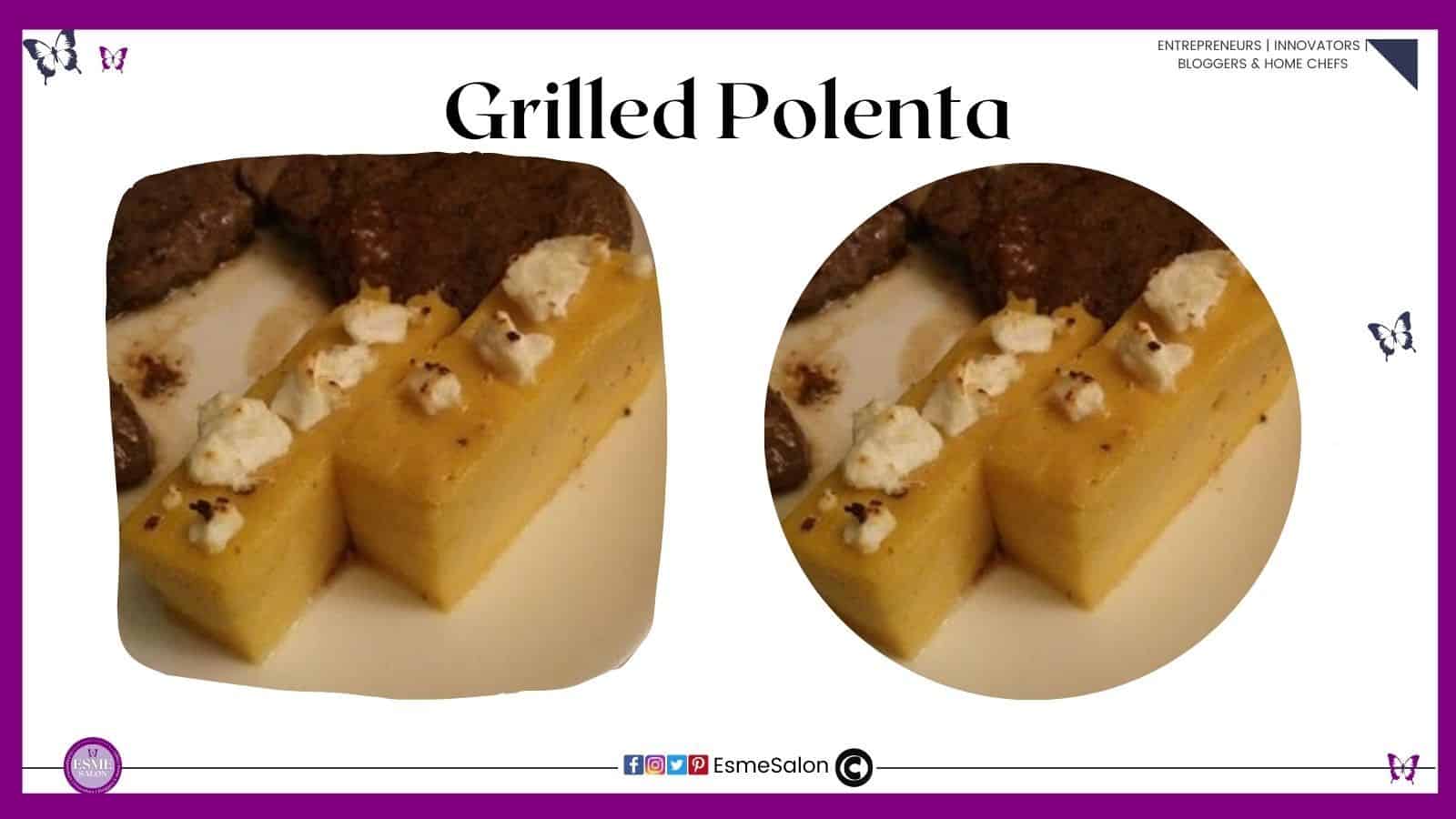 an image of 2 blocks of Polenta with grilled cheese