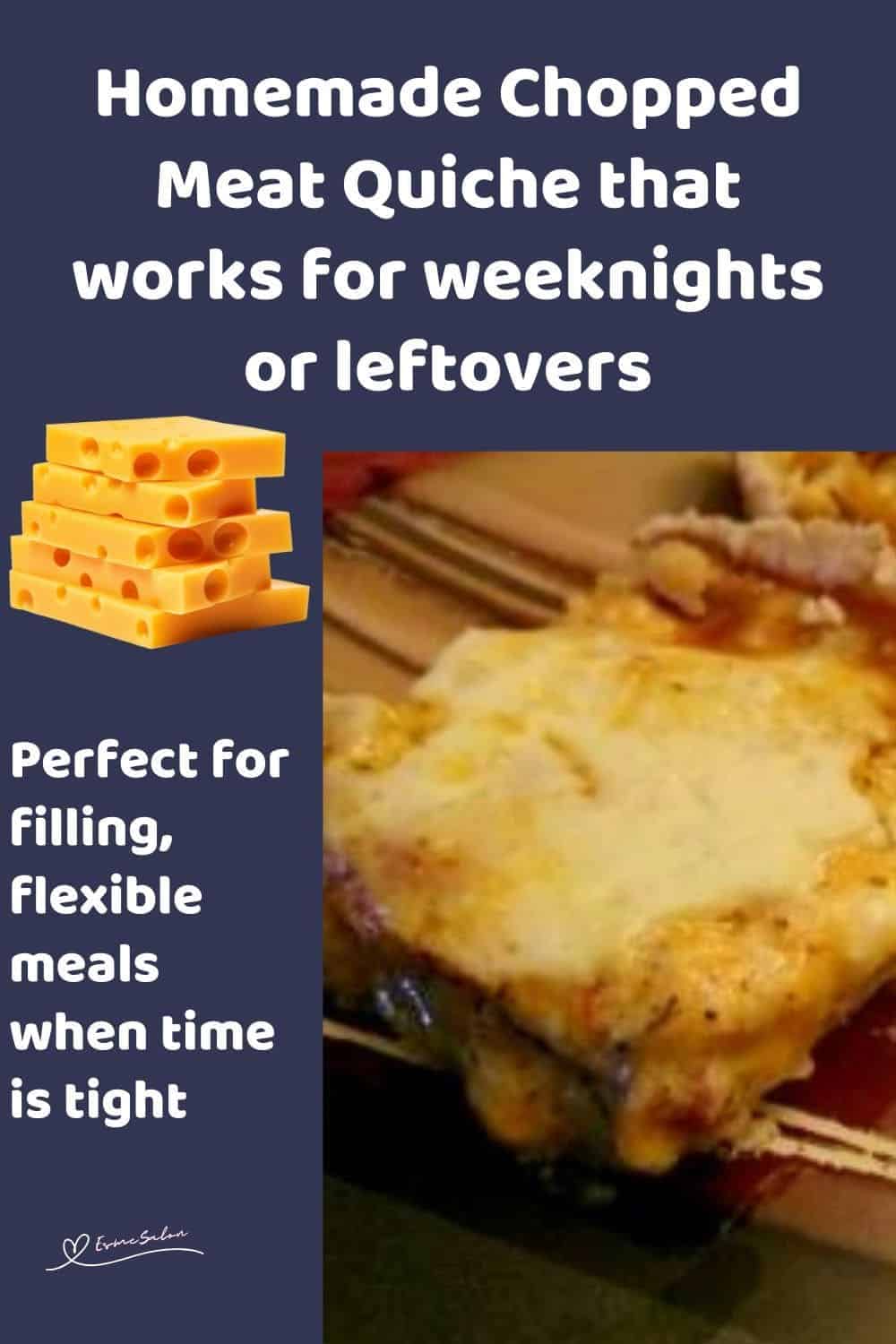 an image of slices of Homemade Chopped Meat Quiche