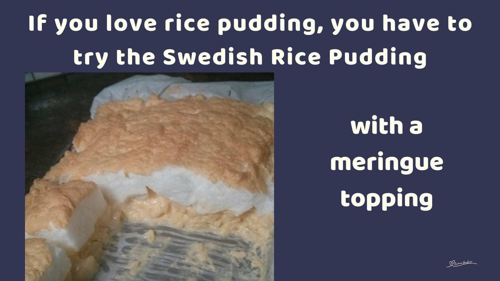 an image of a Swedish Rice Pudding with meringue fluff