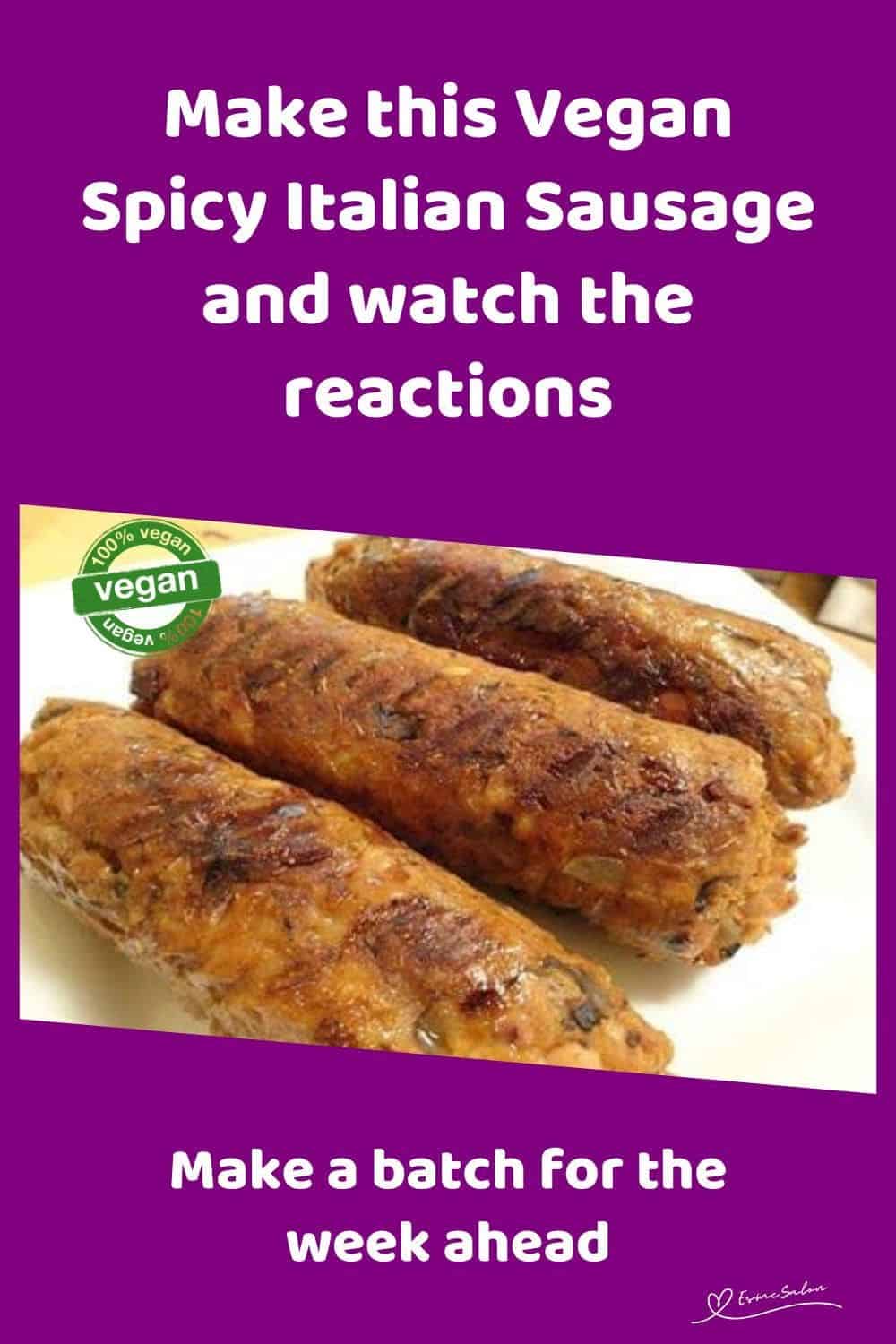 an image of 3 Vegan Spicy Italian Sausage