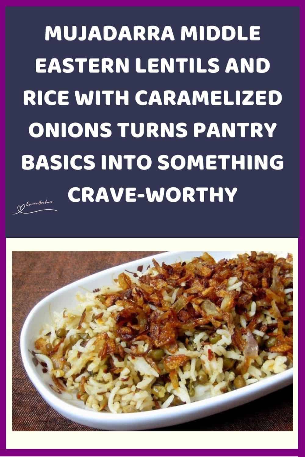 an image of Mujadarra Middle Eastern Lentils and Rice with Caramelized Onions