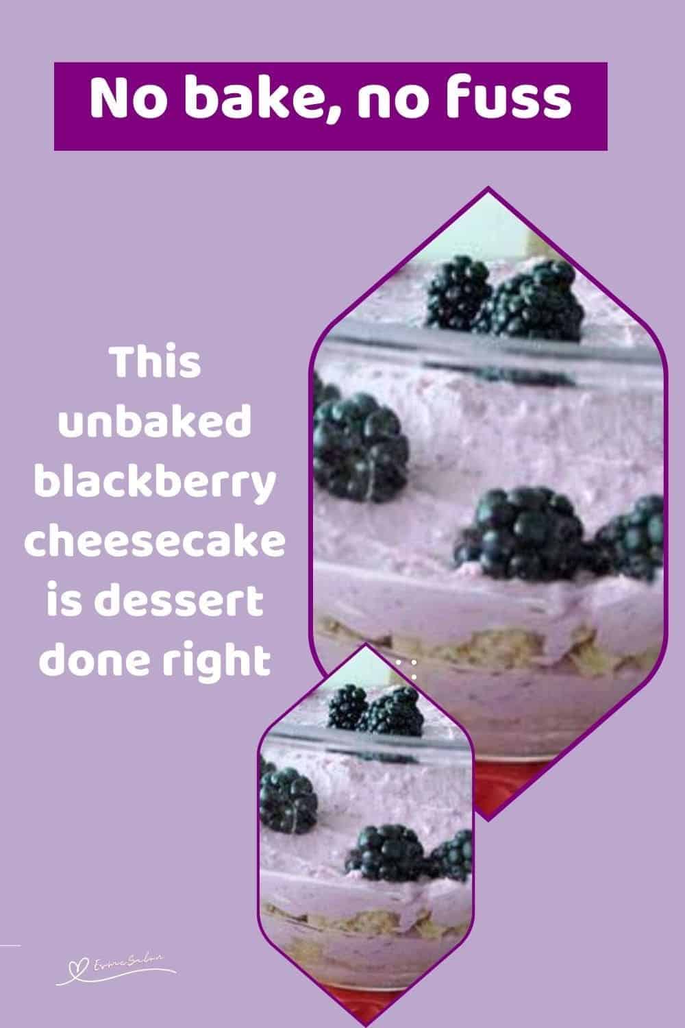 an image of an Unbaked Blackberry Cheesecake