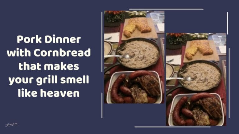 an image of BBQ Pork Dinner with Cornbread and sauce