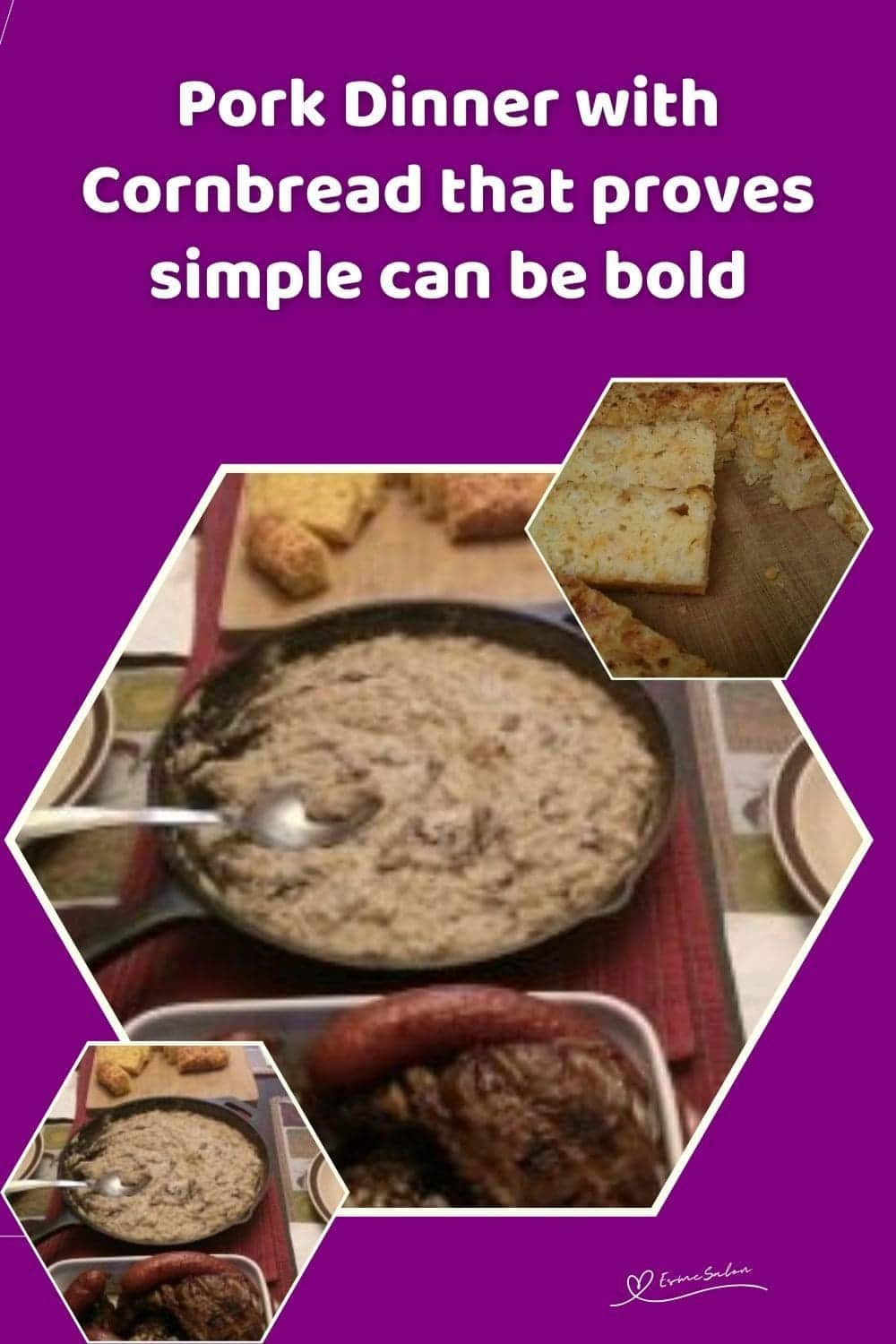 an image of BBQ Pork Dinner with Cornbread and sauce