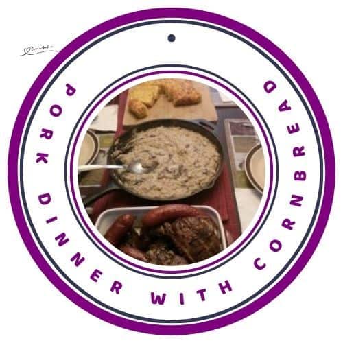 an image of BBQ Pork Dinner with Cornbread and sauce