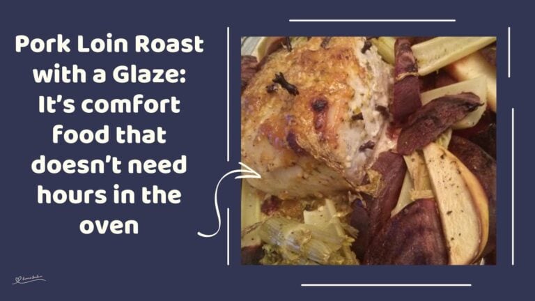 an image of a Pork Loin Roast with a Glaze with roasted veggies