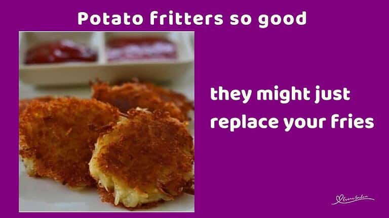 an image of Potato Fritters with tomato sauce on the side