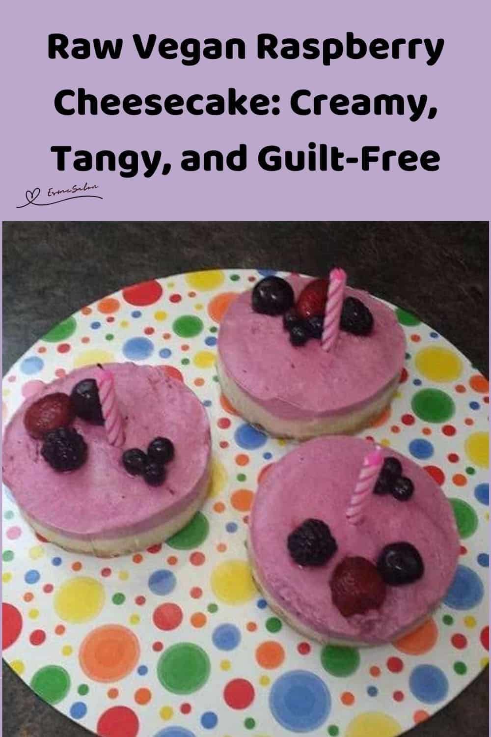 an image of mini pink and white Raw Vegan Raspberry Cheesecake