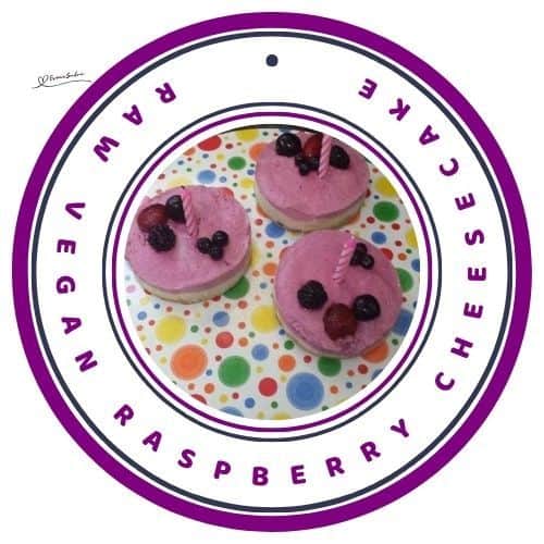 an image of mini pink and white Raw Vegan Raspberry Cheesecake