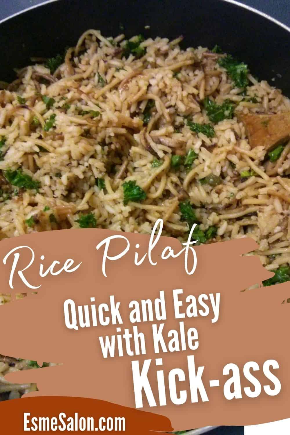 Rice with kale, onion, capers and spaghetti