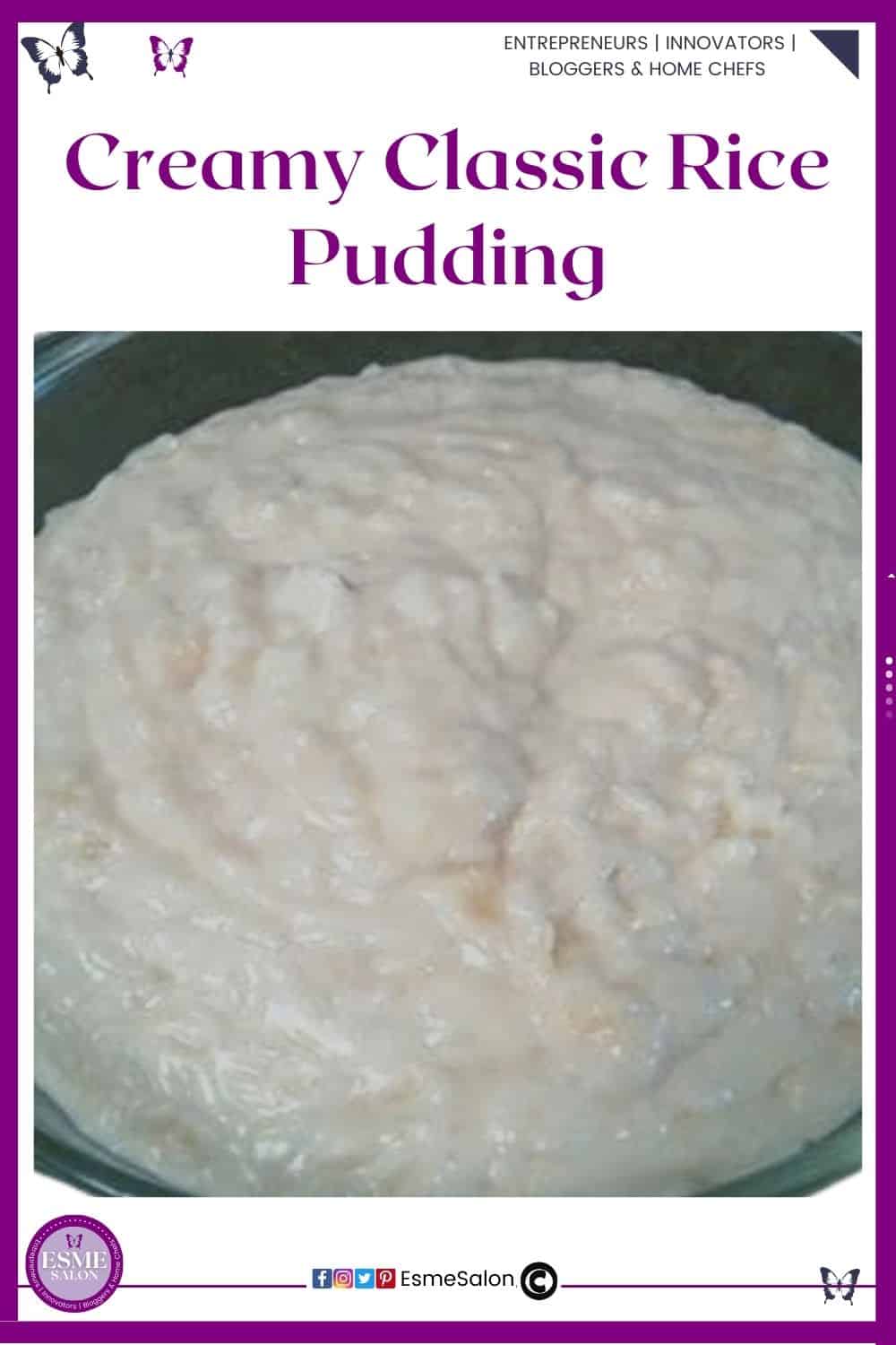 an image of a black bowl filled with a rich and Creamy Rice Pudding