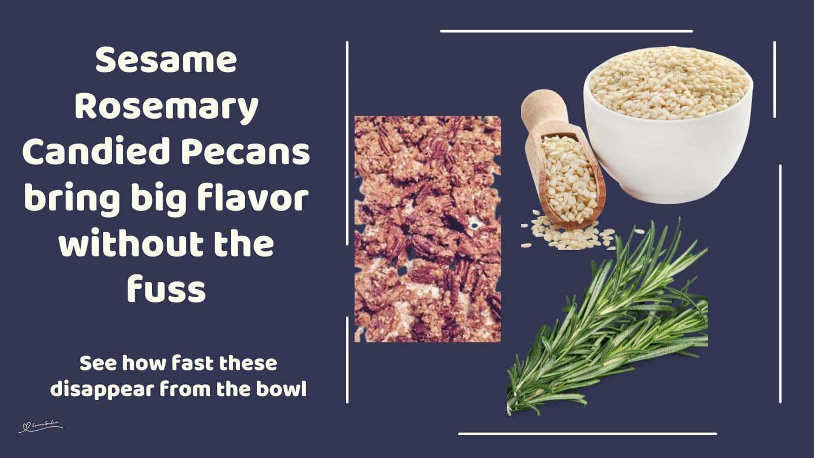 an image of a tray filled with Sesame Rosemary Candied Pecans