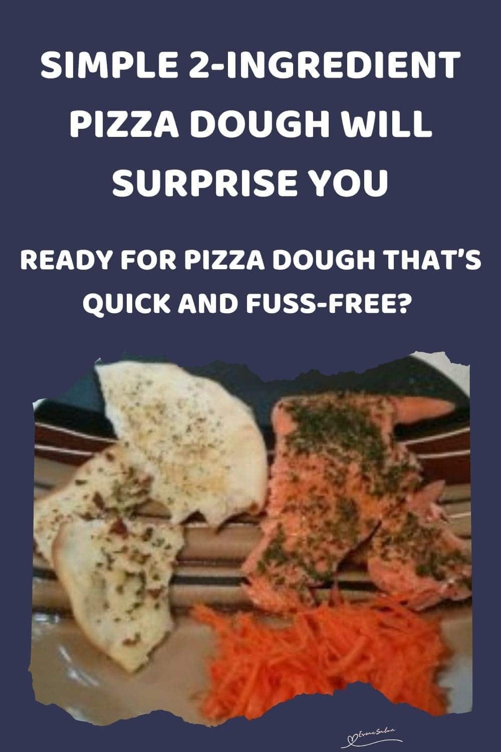 an image of 2-Ingredient Pizza Dough with salmon and grated carrots on a brown plate