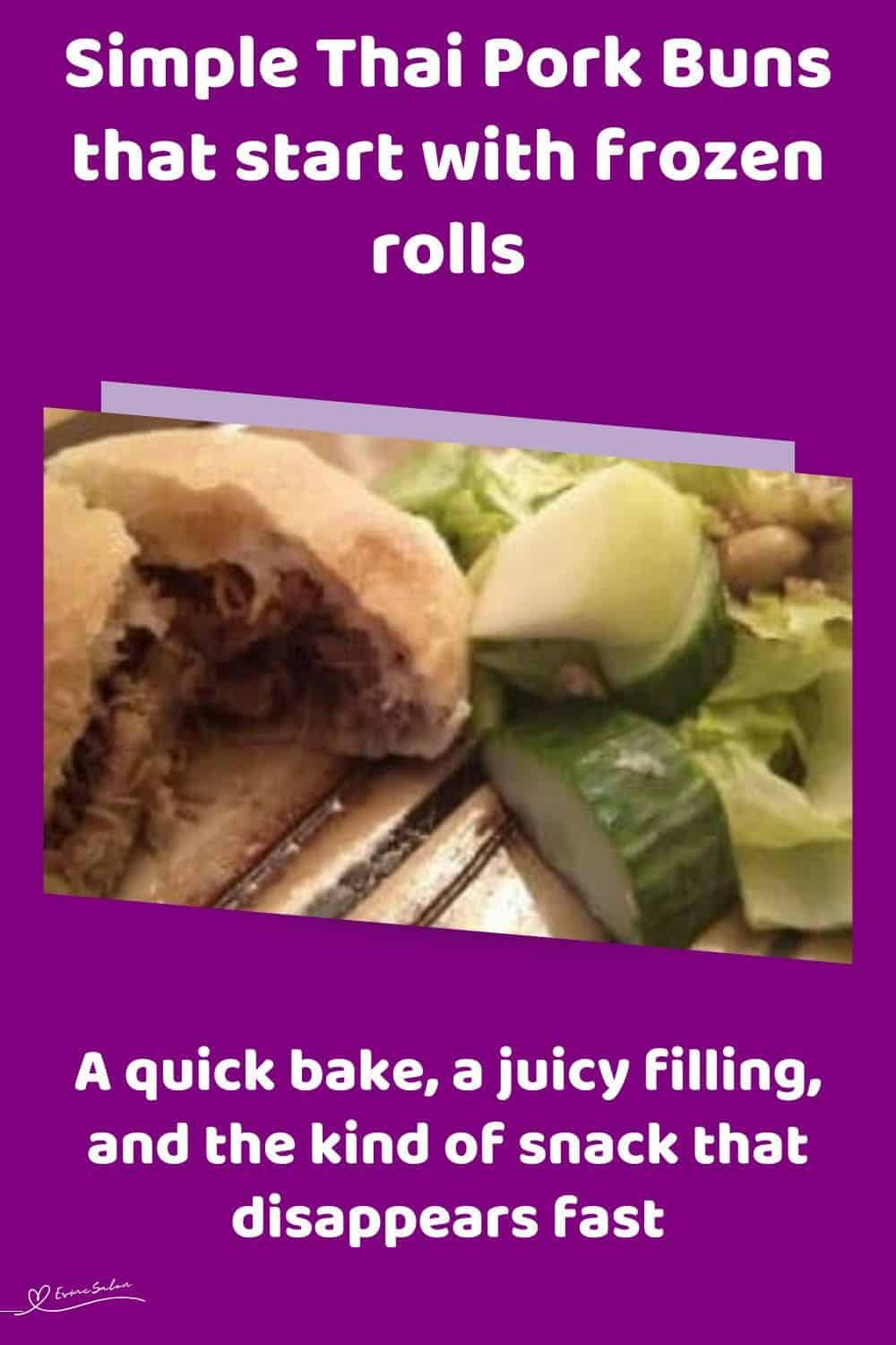 an image of Thai Pork Buns with a juicy filling and salad on the side
