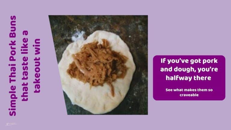 an image of Thai Pork Buns with a juicy filling and salad on the side