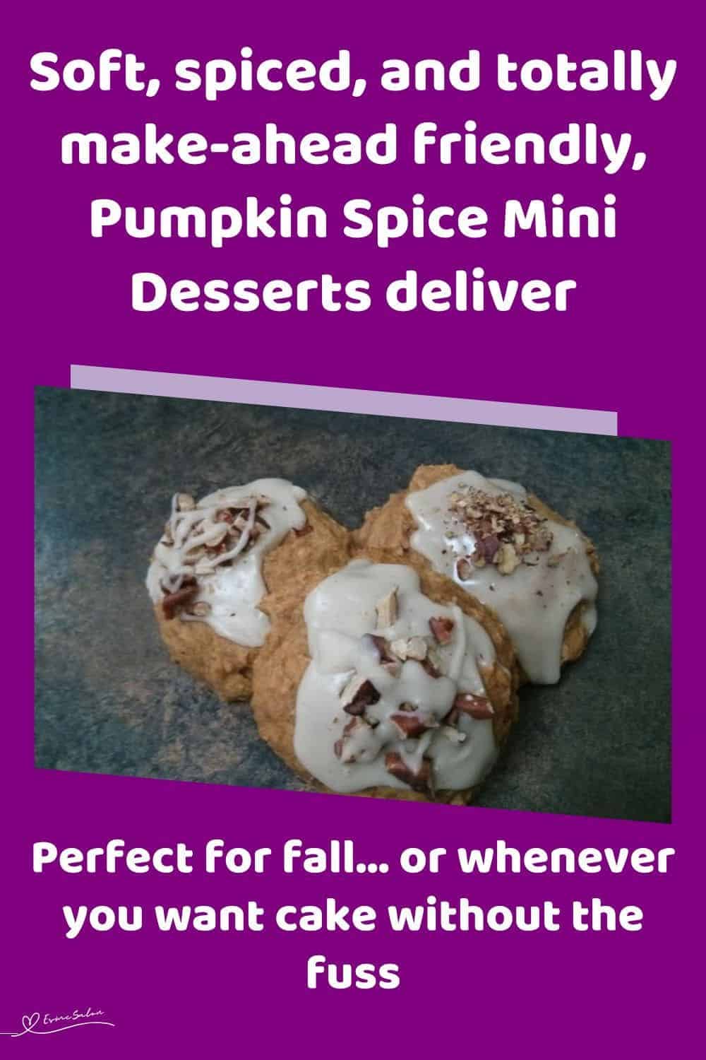 an image of 3 Pumpkin Spice Mini Desserts with glaze and nuts