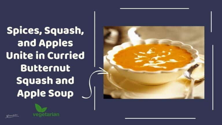 an image of a white soupd dish with Curried Butternut Squash and Apple Soup and drizzled with cream