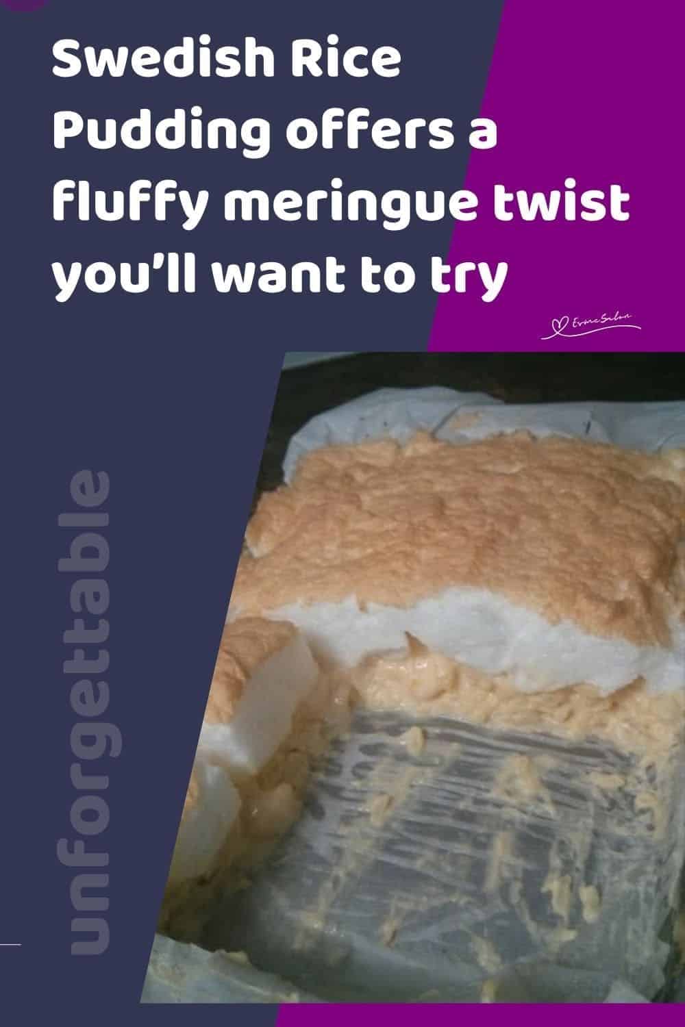 an image of a Swedish Rice Pudding with meringue fluff