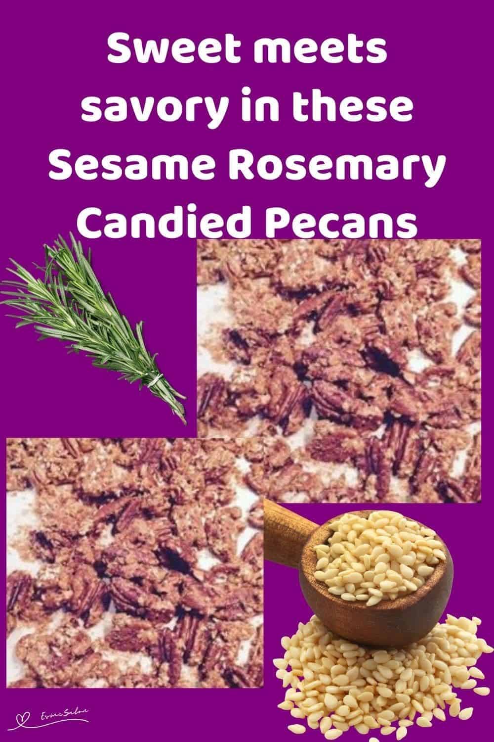 an image of a tray filled with Sesame Rosemary Candied Pecans