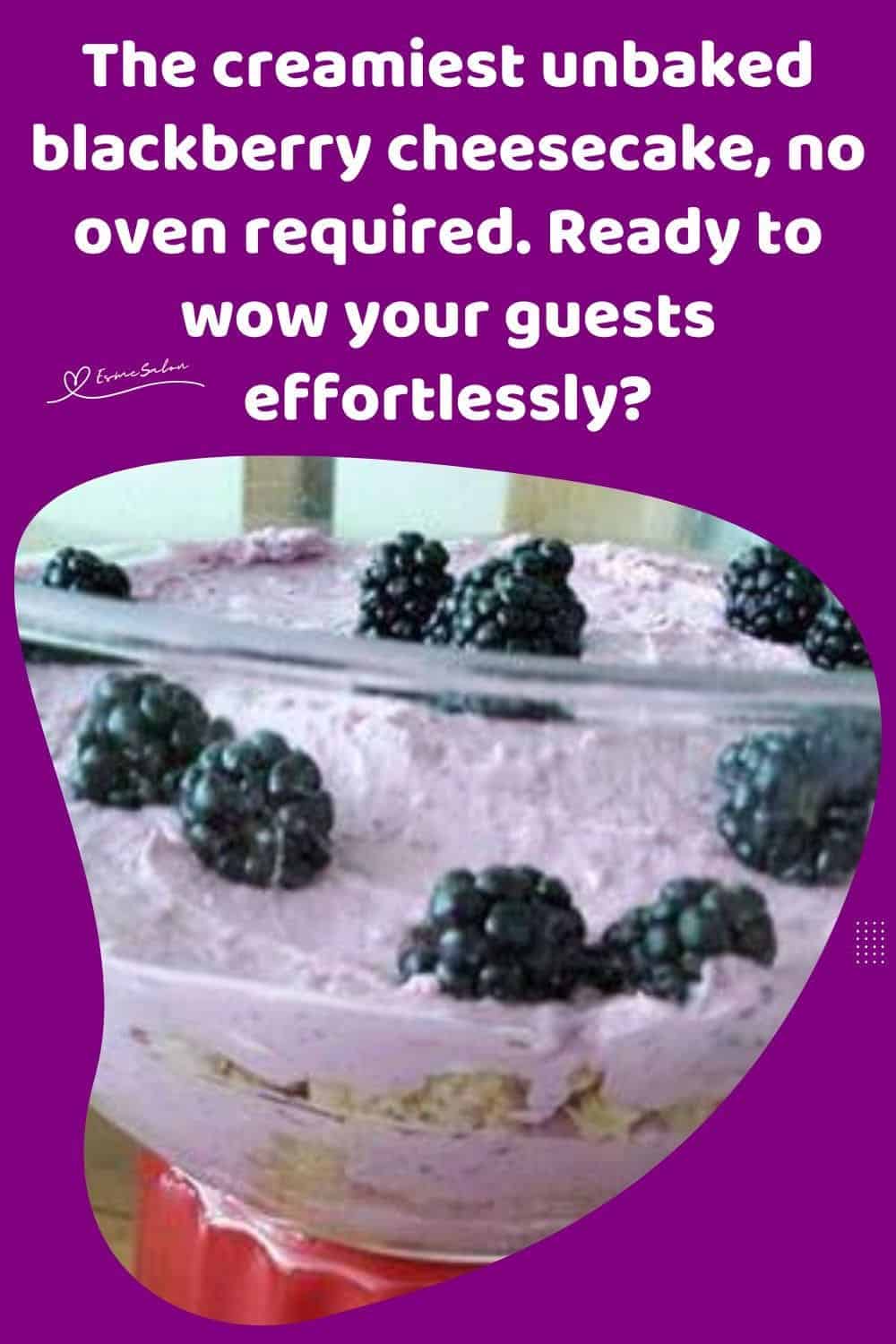 an image of an Unbaked Blackberry Cheesecake