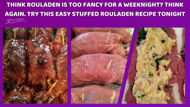 an image of Stuffed Rouladen in various stages of making