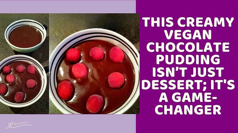 an image of bowls filled with Creamy Vegan Chocolate Pudding and topped with raspberries