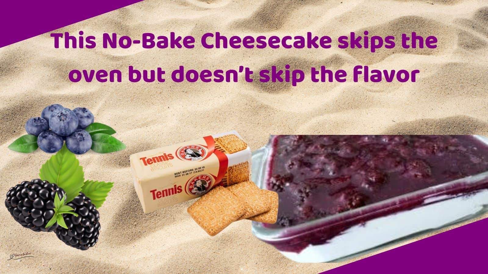 an image of a No-Bake Cheesecake with berry compote topping