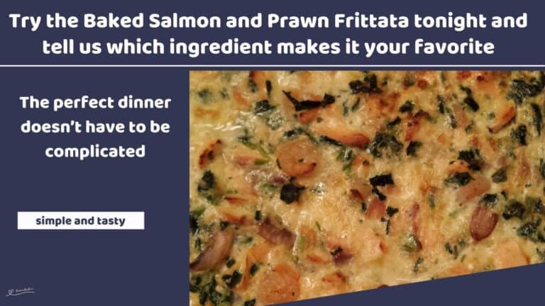 an image of a dish filled with Salmon and Prawn Frittata