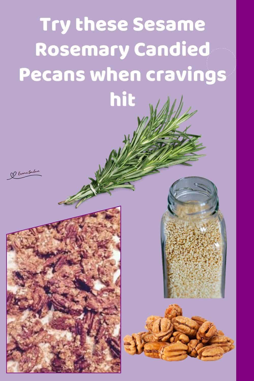 an image of a tray filled with Sesame Rosemary Candied Pecans