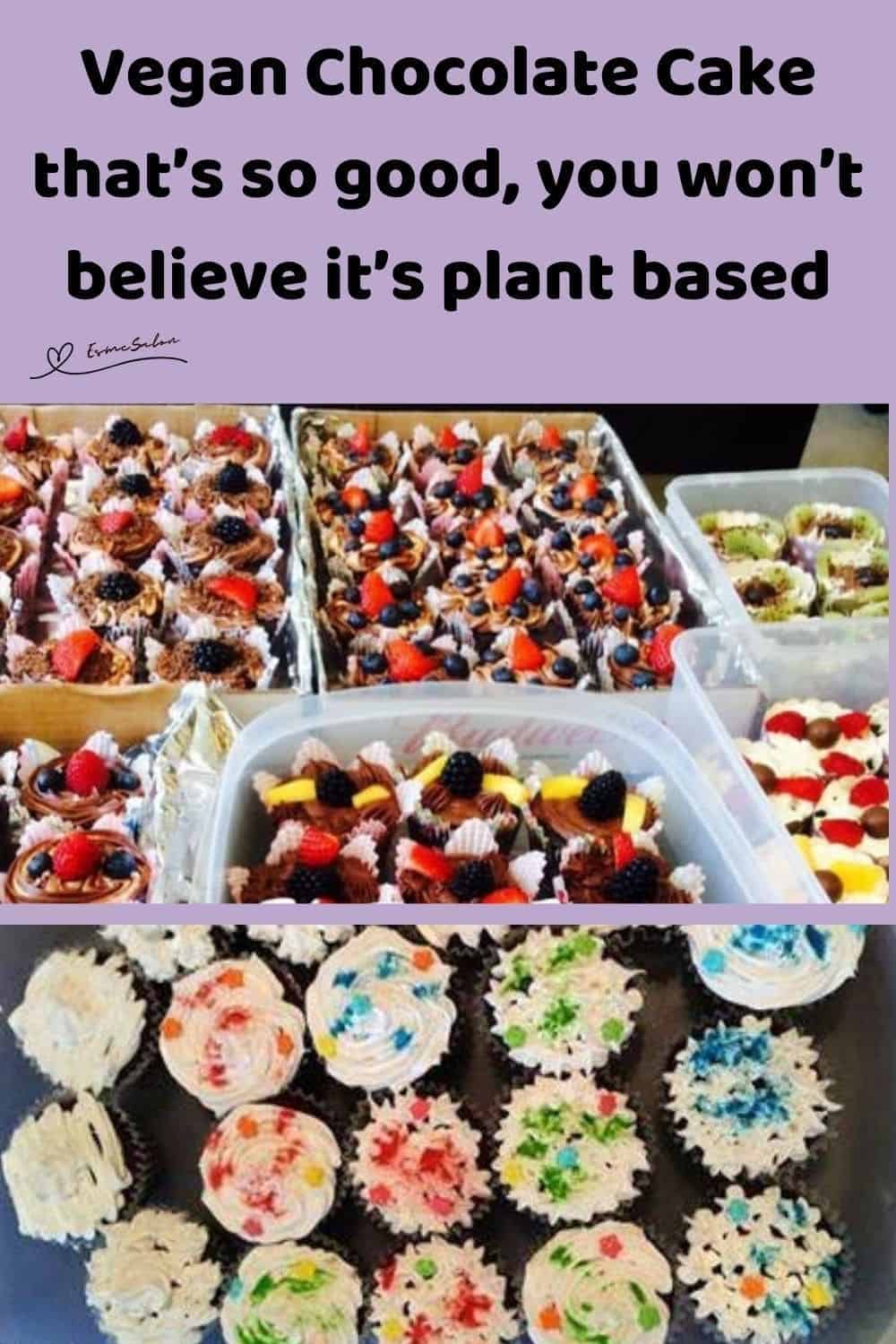 an image of Vegan Chocolate cupcakes with sprinkles and other decoration for a 2-year-old birthday party