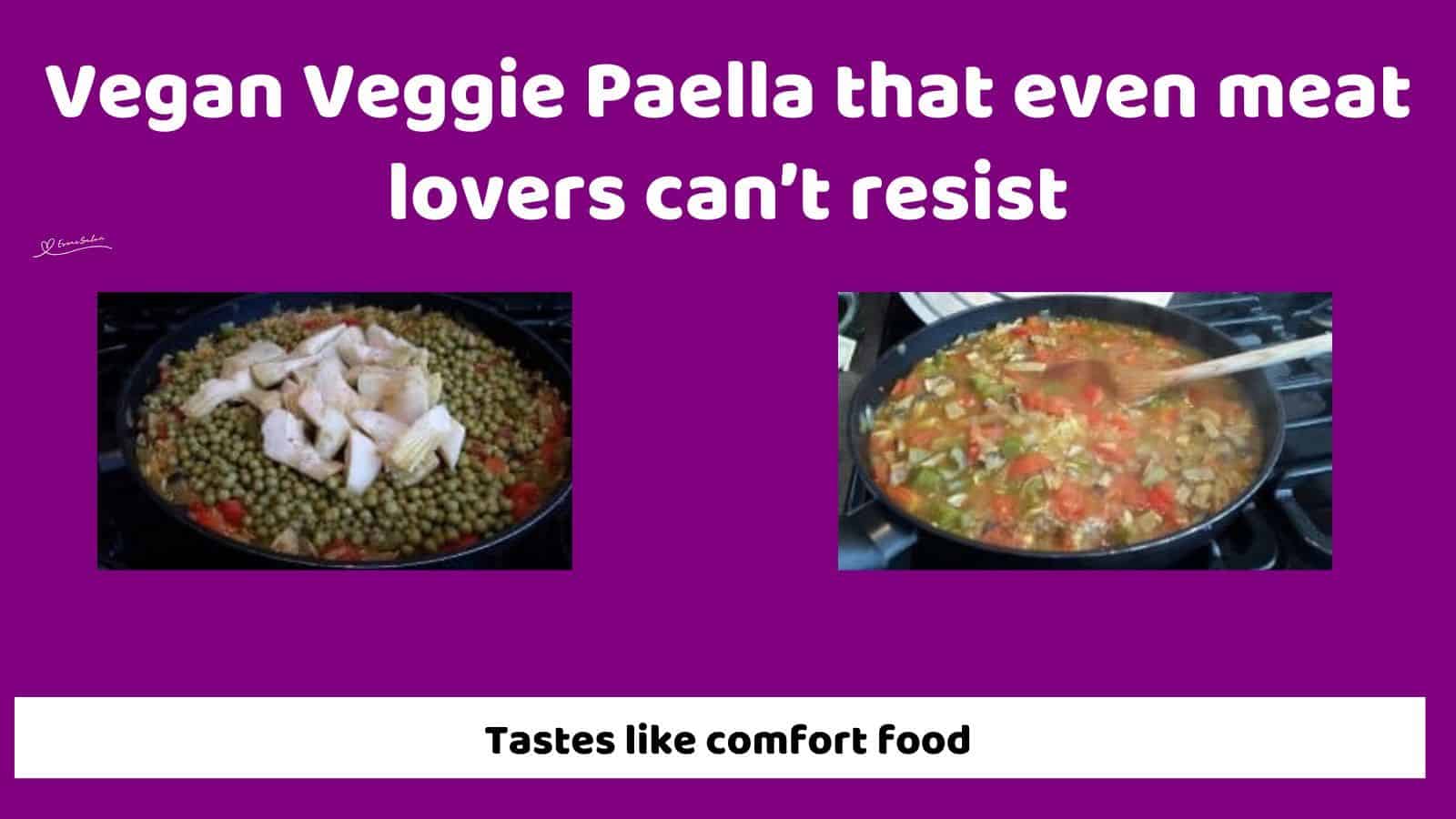 an image of a pan with Vegan Veggie Paella