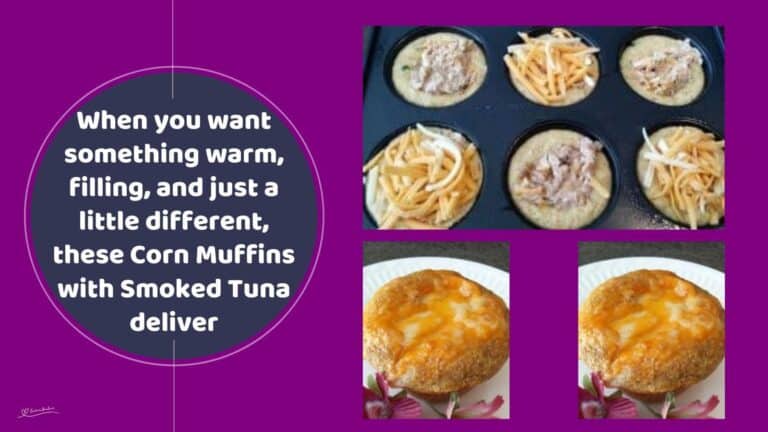 an image of Corn Muffins with Smoked Tuna baked and served and also in the making