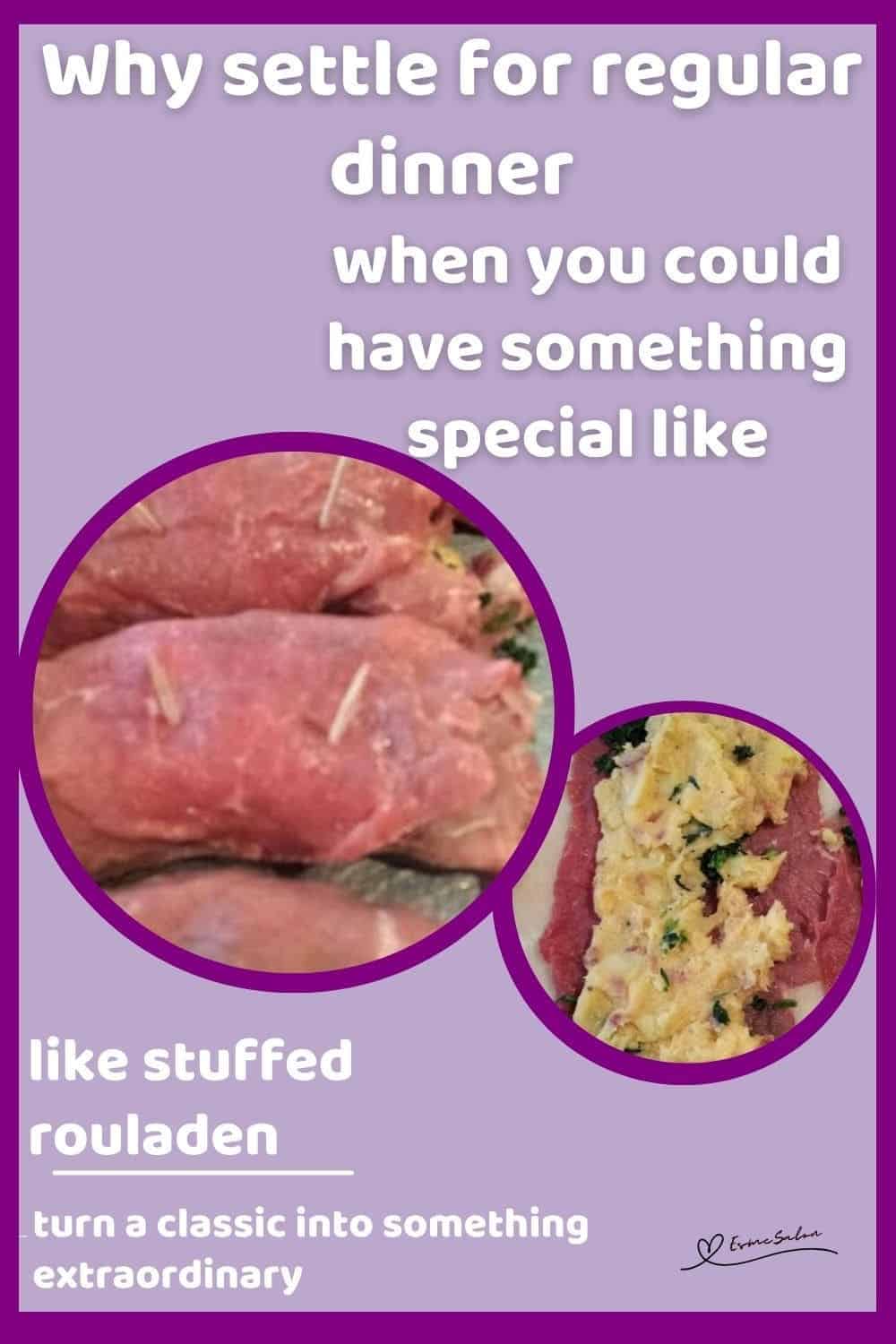 an image of Stuffed Rouladen in various stages of making