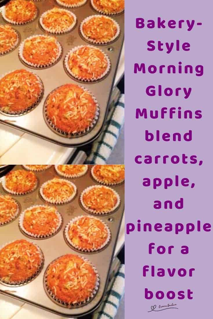 an image of a baking tray with Bakery-Style Morning Glory Muffins