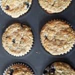 Blueberry Steel Cut Oat Muffins with homemade buttermilk and raw brown sugar, for that special touch and flavor